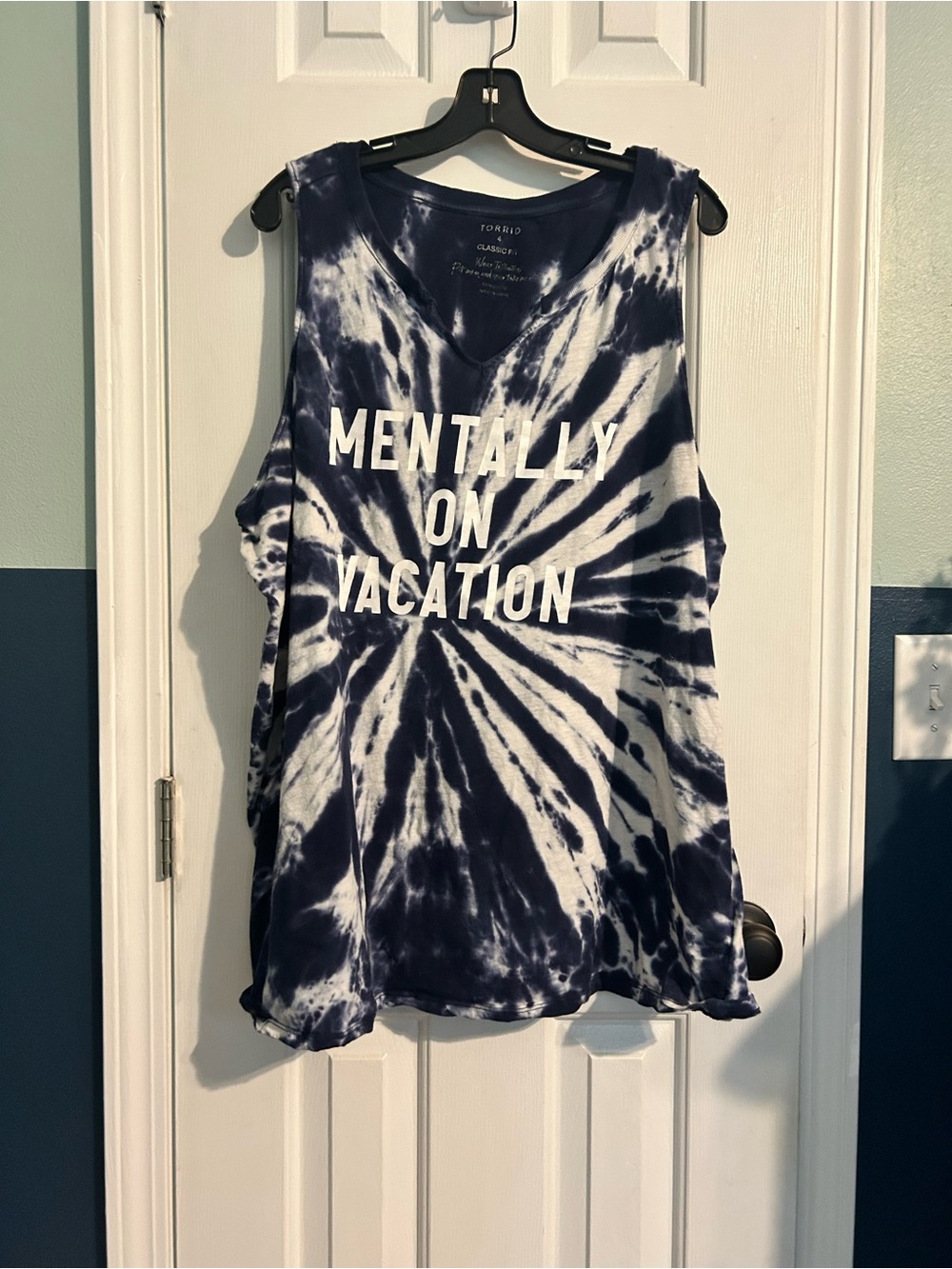 torrid Navy and White Tie-Dye 'Mentally On Vacation' Tank